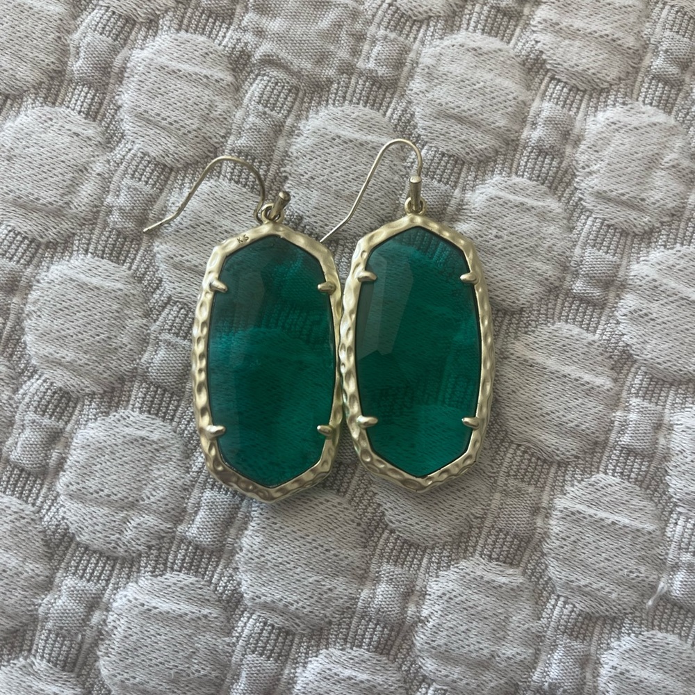 Green and gold Kendra Scott earrings